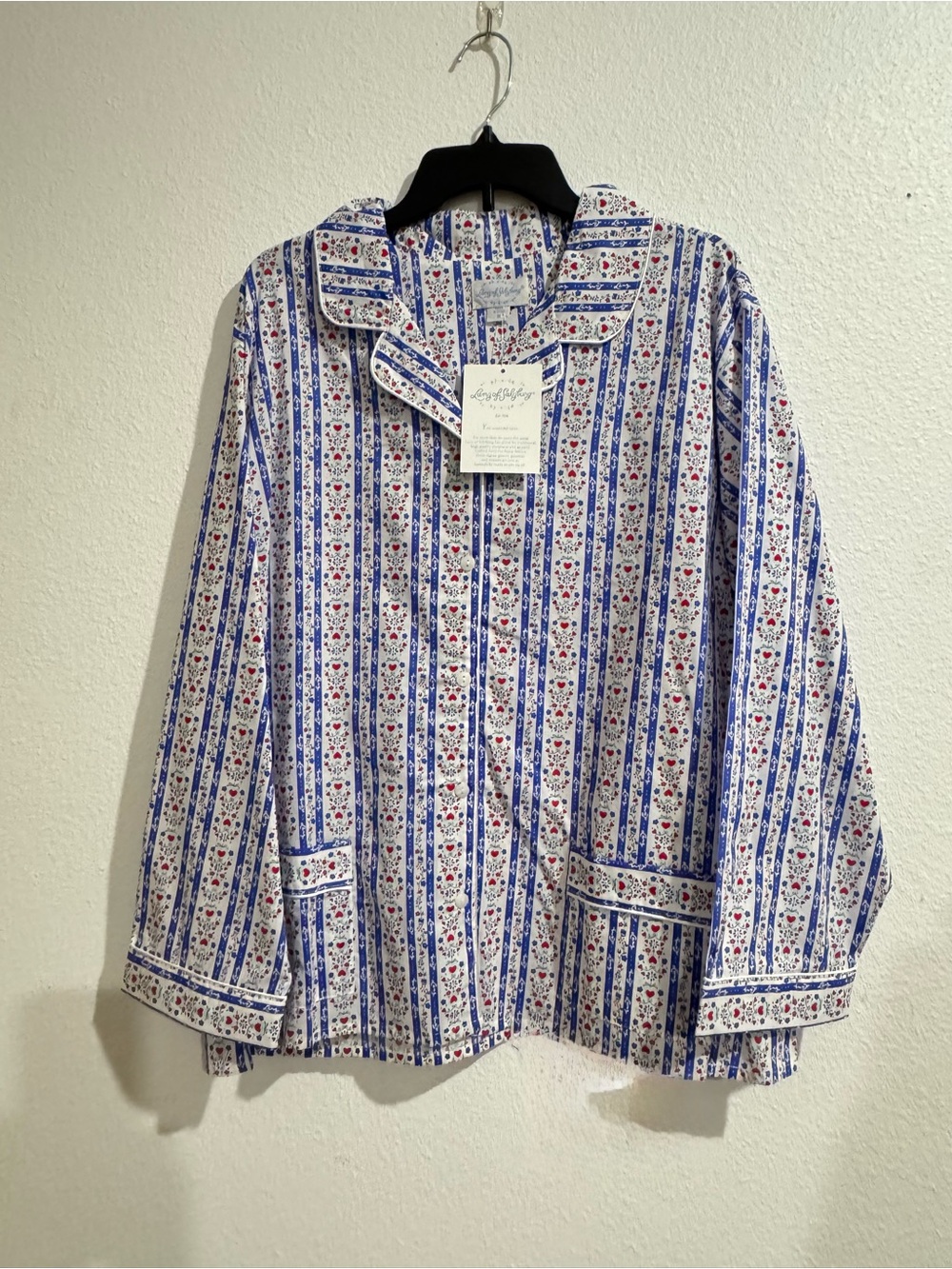Lanz of Salzburg Blue & White Floral Stripe Pajama Set